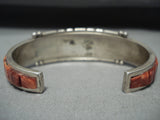 Important Vintage Native American Navajo Spiny Oyster Sterling Silver Inlay Bracelet-Nativo Arts