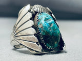 31 Grams Hefty Mens Vintage Native American Navajo Turquoise Sterling Silver Ring Old-Nativo Arts