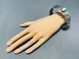 Impressive Native American Navajo Signed Royston Turquoise Mercury Silver Dimes Bangle-Nativo Arts
