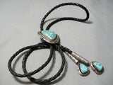 Important Vintage Native American Navajo Delbert Vandever Turquoise Sterling Silver Bolo Tie-Nativo Arts