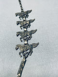 Native American Galloping Horse Vintage Southwest Sterling Silver Necklace-Nativo Arts