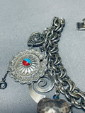 Native American Incredible Vintage Southwestern Sterling Silver Turquoise Charm Bracelet-Nativo Arts