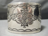 Important Silver Smaster Vintage Native American Navajo Wide Sterling Bracelet Old-Nativo Arts