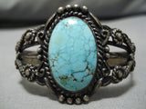 Early 1900's Vintage Native American Navajo Lone Mountain Turquoise Sterling Silver Bracelet-Nativo Arts