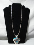 So Intricate!! Vintage Native American Navajo Turquoise Kachina Sterling Silver Necklace-Nativo Arts