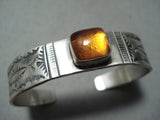 Tremendous Vintage Native American Navajo Amber Sterling Silver Bracelet-Nativo Arts