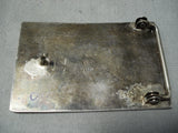 Talented Detail Vintage Native American Zuni Dishta Turquoise Sterling Silver Buckle-Nativo Arts