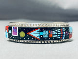 One Of The Most Intricate Ver Native American Navajo Turquoise Sterling Silver Bracelet-Nativo Arts