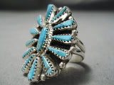 Amazing Vintage Native American Navajo Turquoise Sun Sterling Silver Ring-Nativo Arts