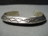 Thick Heavy Vintage Native American Navajo Sterling Silver Triangular Shank Bracelet Old Cuff-Nativo Arts