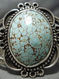 One Of The Finest Vintage Native American Navajo #8 Turquoise Sterling Silver Domed Bracelet-Nativo Arts