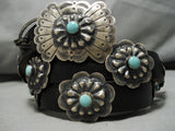 Important Victor Hicks Vintage Native American Navajo Turquoise Sterling Silver Concho Belt-Nativo Arts