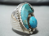 Amazing Signed Native American Navajo Turquoise Sterling Silver Ring-Nativo Arts