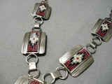 Rare Vintage Navajo Beaded Rug Sterling Silver Native American Necklace Old-Nativo Arts