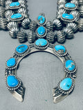 366 Gram Gasp! Native American Navajo Turquoise Sterling Silver Squash Blossom Necklace-Nativo Arts
