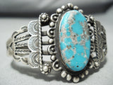 Earlier Vintage Native American Navajo #8 Turquoise Sterling Silver Bracelet-Nativo Arts