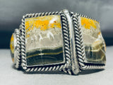 One Of The Most Unique Native American Navajo Honeybee Jasper Sterling Silver Coil Bracelet-Nativo Arts
