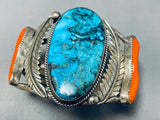 Eddie Beyuka Vintage Zuni Turquoise Coral Sterling Silver Bracelet-Nativo Arts