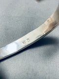 Thick Signed Comet Vintage Native American Navajo Opal Sterling Silver Inlay Bracelet-Nativo Arts