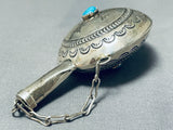 Fabulous Vintage Native American Navajo Morenci Turquoise Sterling Silver Flask-Nativo Arts