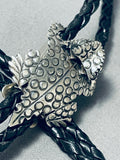 Astonishing Native American Navajo Sterling Silver Toad Bolo Signed-Nativo Arts