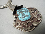 Impressive Vintage Native American Navajo Turquoise Sterling Silver Necklace Old-Nativo Arts