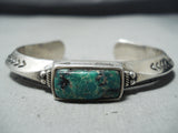 Custom Vintage Native American Navajo Old Green Turquoise Sterling Silver Bracelet Old-Nativo Arts
