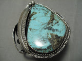 Huge Vintage Native American Navajo Blue Jay Turquoise Sterling Silver Bracelet Old-Nativo Arts