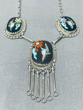 Beyond Cute Vintage Native American Zuni Turquoise Hummingbird Sterling Silver Necklace-Nativo Arts