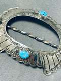 Wonderful Native American Navajo Turquoise Sterling Silver Hair Barrette-Nativo Arts