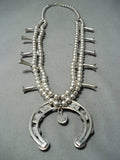 Awesome Vintage Native American Navajo Sleeping Beauty Turquoise Sterling Silver Squash Necklace-Nativo Arts