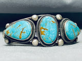 Heavy Quality Native American Navajo #8 Turquoise Sterling Silver Martinez Bracelet-Nativo Arts