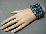 Authentic Vintage Native American Navajo Blue Gem Turquoise Sterling Silver Bracelet-Nativo Arts