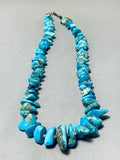 Vibrant Vintage Native American Navajo Morenci Turquoise Sterling Silver Necklace-Nativo Arts
