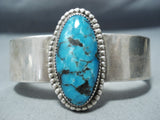 Newsworthy Vintage Native American Navajo Kingman Turquoise Sterling Silver Bracelet Old-Nativo Arts