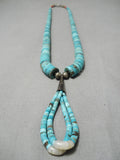 Superior Vintage Santo Domingo Native American Navajo Turquoise Heishi Sterling Silver Necklace-Nativo Arts