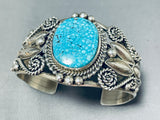 Dynamic Native American Navajo Spiderweb Turquoise Sterling Silver Bracelet Signed-Nativo Arts