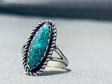 Tight Spiderweb Vintage Native American Navajo Turquoise Sterling Silver Ring Old-Nativo Arts