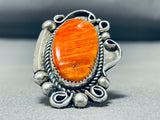Huge Signed Vintage Native American Navajo Spiny Oster Sterling Silver Ring-Nativo Arts