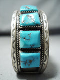 Stunning Vintage Native American Navajo Morenci Turquoise Sterling Silver Bracelet-Nativo Arts