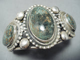 100+ Gram Navajo Green Turquoise Sterling Silver Bracelet Native American-Nativo Arts