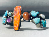 Rosie Lincoln Vintage Native American Navajo Turquoise Spiny Oyster Sterling Silver Bracelet-Nativo Arts