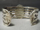 Rare Early Vintage Native American Navajo Carico Lake Turquoise Animal Sterling Silver Bracelet-Nativo Arts