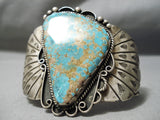 Museum Vintage Native American Navajo Old Deposit #8 Turquoise Sterling Silver Bracelet Old-Nativo Arts