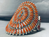 Important Huge Native American Navajo Mediterranean Coral Sterling Silver Bracelet-Nativo Arts