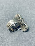 Awesome Vintage Native American Navajo 2 Damale Turquoise Sterling Silver Ring-Nativo Arts