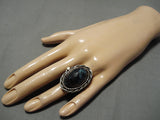 One Of The Best Vintage Native American Navajo Lander Blue Turquoise Sterling Silver Ring-Nativo Arts
