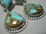 One Of The Best Native American Navajo #8 Turquoise Sterling Silver Earrings-Nativo Arts