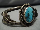 Vintage Native American Navajo Bracelet- Bisbee Turquoise Sterling Silver Cuff-Nativo Arts