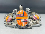 Native American Turle Inlay Vintage Southwestern Shell Sterling Silver Bracelet-Nativo Arts